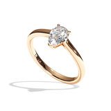 Bague solitaire diamant poire or rose - Précieuse