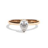 Bague solitaire diamant poire or rose - Précieuse