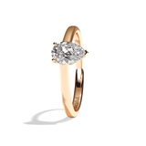 Bague solitaire diamant poire or rose - Précieuse