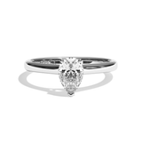 Bague solitaire diamant poire or rose - Précieuse