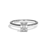 Bague solitaire diamant radiant or rose - Précieuse