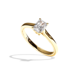 Bague solitaire diamant radiant or rose - Précieuse