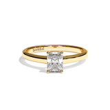 Bague solitaire diamant radiant or rose - Précieuse