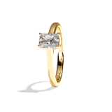 Bague solitaire diamant radiant or rose - Précieuse