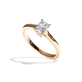 Bague solitaire diamant radiant or rose - Précieuse