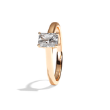 Bague solitaire diamant radiant or rose - Précieuse