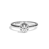 Bague solitaire diamant rond or blanc - Élégante