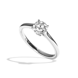 Bague solitaire diamant rond or blanc - Précieuse