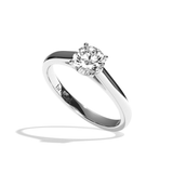 Bague solitaire diamant rond or blanc - Précieuse