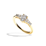 Bague solitaire épaulé diamant oval or blanc - Audacieuse