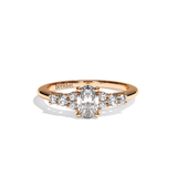 Bague solitaire épaulé diamant oval or blanc - Audacieuse