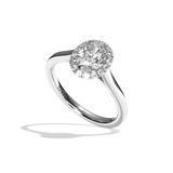Bague solitaire halo diamant ovale or blanc - Amoureuse