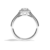 Bague solitaire halo diamant ovale or blanc - Amoureuse