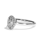 Bague solitaire halo diamant ovale or blanc - Amoureuse