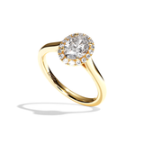 Bague solitaire halo diamant ovale or blanc - Amoureuse