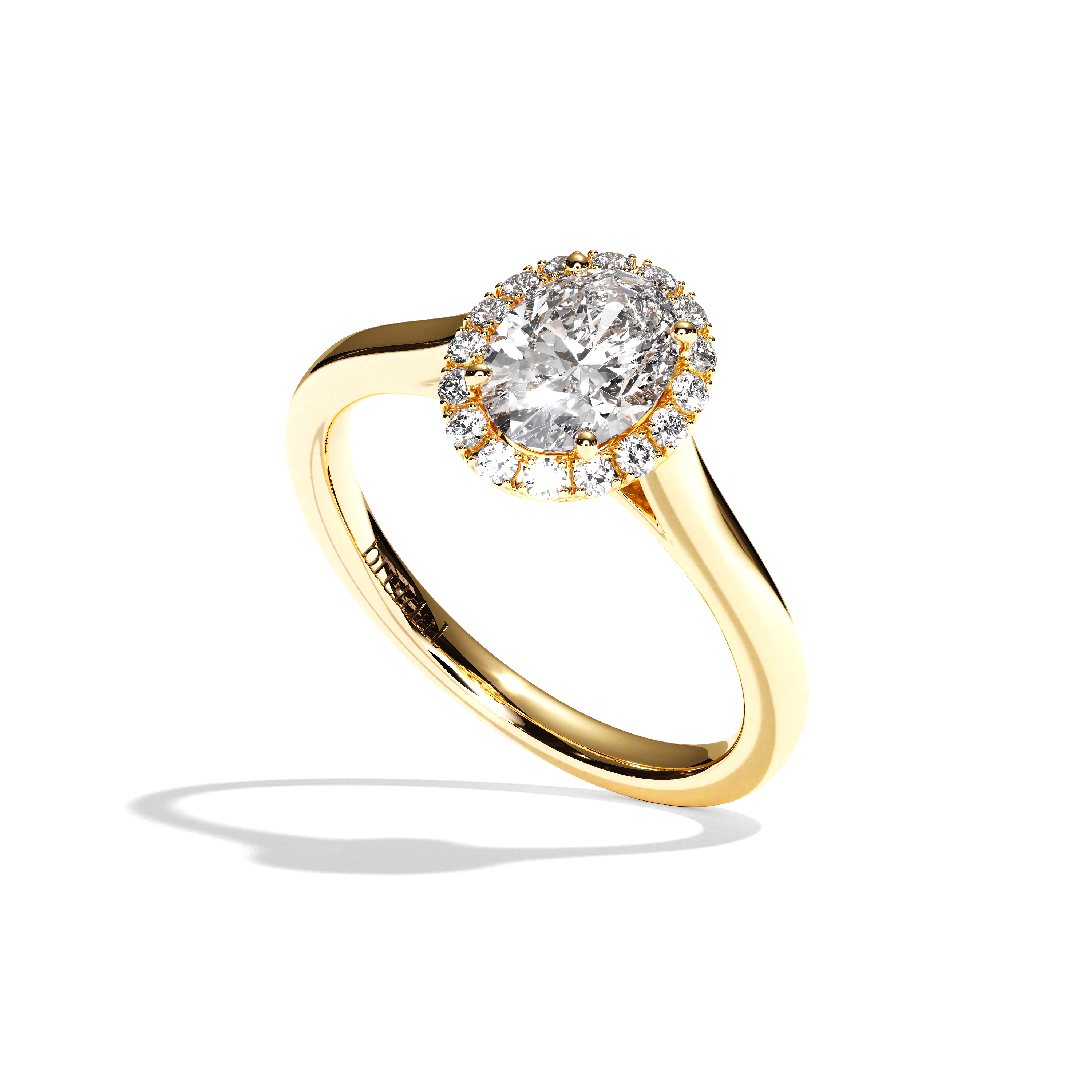Bague solitaire halo diamant ovale or blanc - Amoureuse