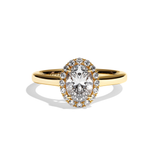 Bague solitaire halo diamant ovale or blanc - Amoureuse
