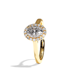 Bague solitaire halo diamant ovale or blanc - Amoureuse