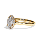 Bague solitaire halo diamant ovale or blanc - Amoureuse