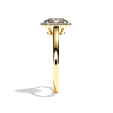 Bague solitaire halo diamant ovale or blanc - Amoureuse