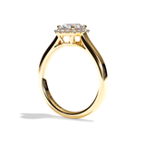 Bague solitaire halo diamant ovale or blanc - Amoureuse