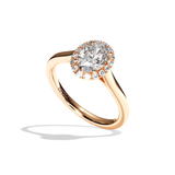 Bague solitaire halo diamant ovale or blanc - Amoureuse