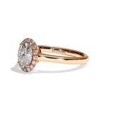 Bague solitaire halo diamant ovale or blanc - Amoureuse