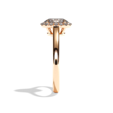 Bague solitaire halo diamant ovale or blanc - Amoureuse