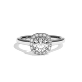 Bague solitaire halo diamant rond/coussin or blanc - Amoureuse
