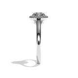 Bague solitaire halo diamant rond/coussin or blanc - Amoureuse