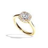 Bague solitaire halo diamant rond/coussin or blanc - Amoureuse