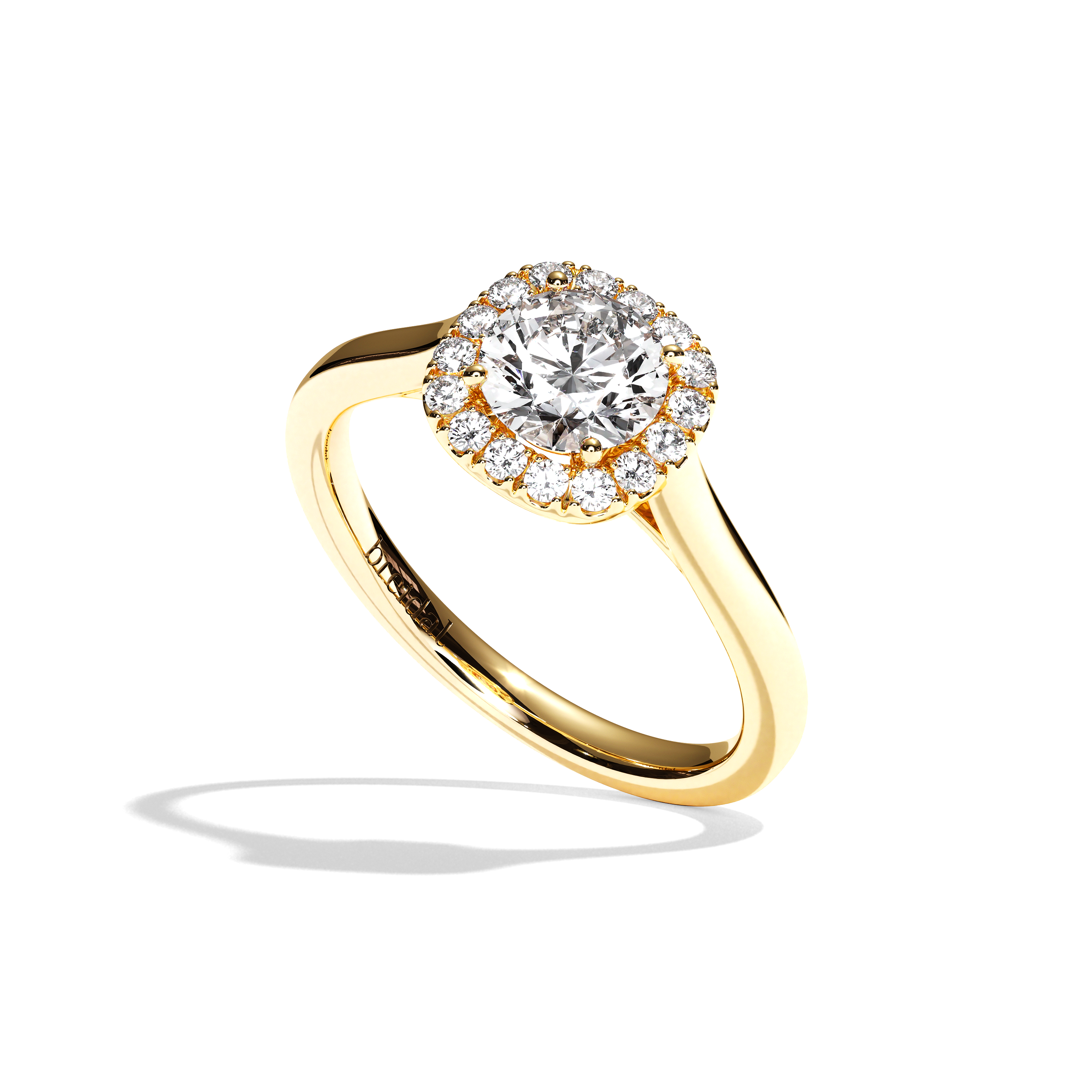 Bague solitaire halo diamant rond/coussin or blanc - Amoureuse