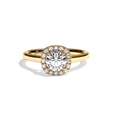Bague solitaire halo diamant rond/coussin or blanc - Amoureuse