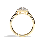 Bague solitaire halo diamant rond/coussin or blanc - Amoureuse