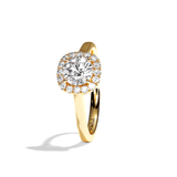 Bague solitaire halo diamant rond/coussin or blanc - Amoureuse