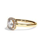 Bague solitaire halo diamant rond/coussin or blanc - Amoureuse