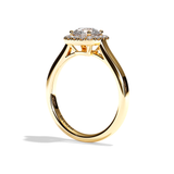 Bague solitaire halo diamant rond/coussin or blanc - Amoureuse