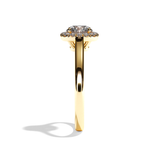 Bague solitaire halo diamant rond/coussin or blanc - Amoureuse