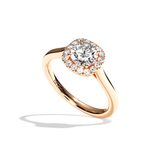 Bague solitaire halo diamant rond/coussin or blanc - Amoureuse