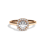 Bague solitaire halo diamant rond/coussin or blanc - Amoureuse