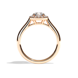 Bague solitaire halo diamant rond/coussin or blanc - Amoureuse