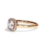 Bague solitaire halo diamant rond/coussin or blanc - Amoureuse