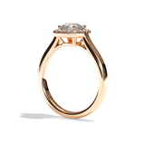 Bague solitaire halo diamant rond/coussin or blanc - Amoureuse