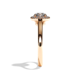 Bague solitaire halo diamant rond/coussin or blanc - Amoureuse