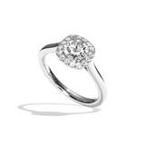 Bague solitaire halo diamant rond/coussin or blanc - Amoureuse
