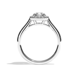 Bague solitaire halo diamant rond/coussin or blanc - Amoureuse