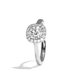 Bague solitaire halo diamant rond/coussin or blanc - Amoureuse