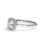 Bague solitaire halo diamant rond/coussin or blanc - Amoureuse