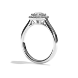 Bague solitaire halo diamant rond/coussin or blanc - Amoureuse