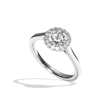 Bague solitaire halo diamant rond or blanc - Amoureuse